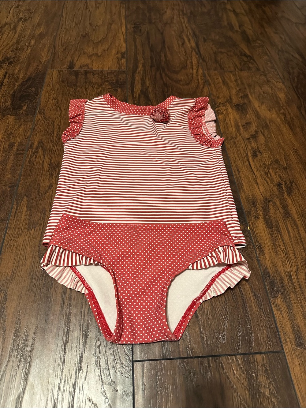 Circo Red & White Striped Ruffle One-Piece Swimsuit